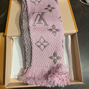 Louis Vuitton Pink and Silver Logomania Scarf